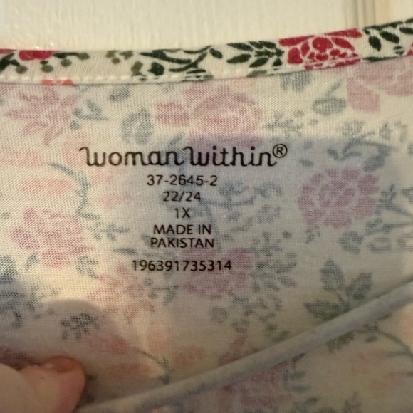 Woman Within Pink Floral Pintuck Tunic - Picture 2 of 6